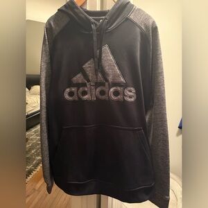 Adidas Men's Charcoal and Black Hoodie